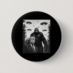 Bóton Redondo 5.08cm Trump Encontro com Bigfoot Ufo Alienígena Extrater