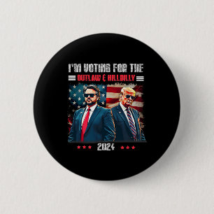 Bóton Redondo 5.08cm Trump Estou votando no fora da lei e no caipira Tr