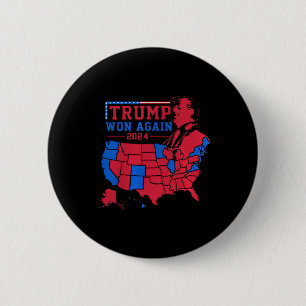 Bóton Redondo 5.08cm Trump Ganhou Novamente O Mapa Da Onda Vermelha Dos
