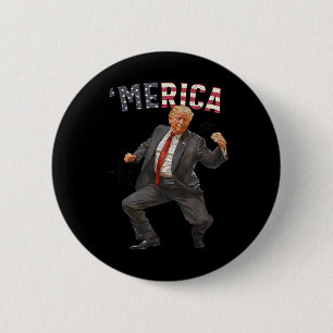 Bóton Redondo 5.08cm Trump Happy 4 De Julho Trump American Flag Gifs