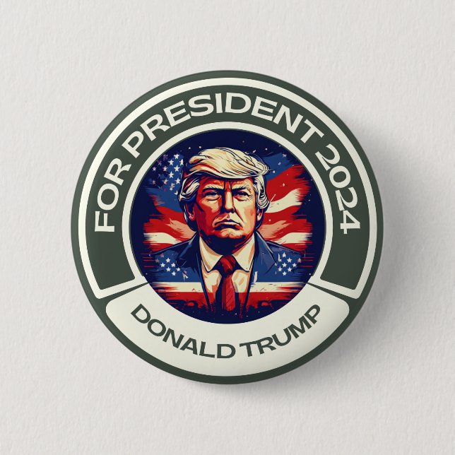 Bóton Redondo 5.08cm Trump para o Presidente 2024 (Frente)