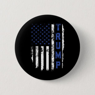 Bóton Redondo 5.08cm Trump Polícia Linha Azul Fina Republicano Polícia
