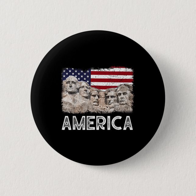 Bóton Redondo 5.08cm Trump Presidente 45º Rushmore Monte Bandeira Ameri (Frente)