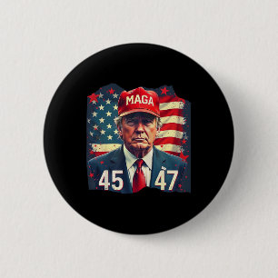 Bóton Redondo 5.08cm Trump Presidente 45-47 Mega Sinalizador Americano