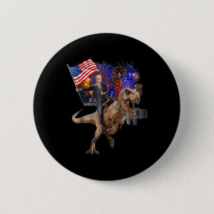 Bóton Redondo 5.08cm Trump Rodando Um Dinossauro T-rex Support Trump 20