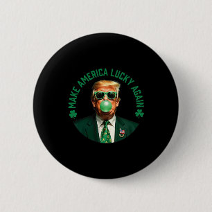 Bóton Redondo 5.08cm Trump Shamrock Faça a América Sortuda Novamente St