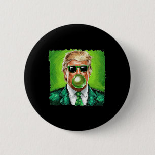 Bóton Redondo 5.08cm Trump Soprando Chiclete Verde do Dia de São Patríc
