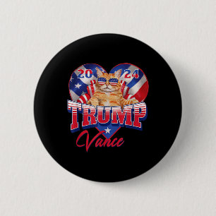Bóton Redondo 5.08cm Trump Vance 2024 Cat Heart Presidente Político Ame