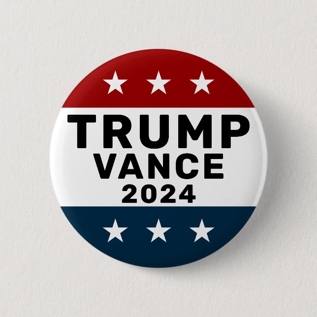 Bóton Redondo 5.08cm Trump Vance 2024 Classic Star Pinback (Frente)