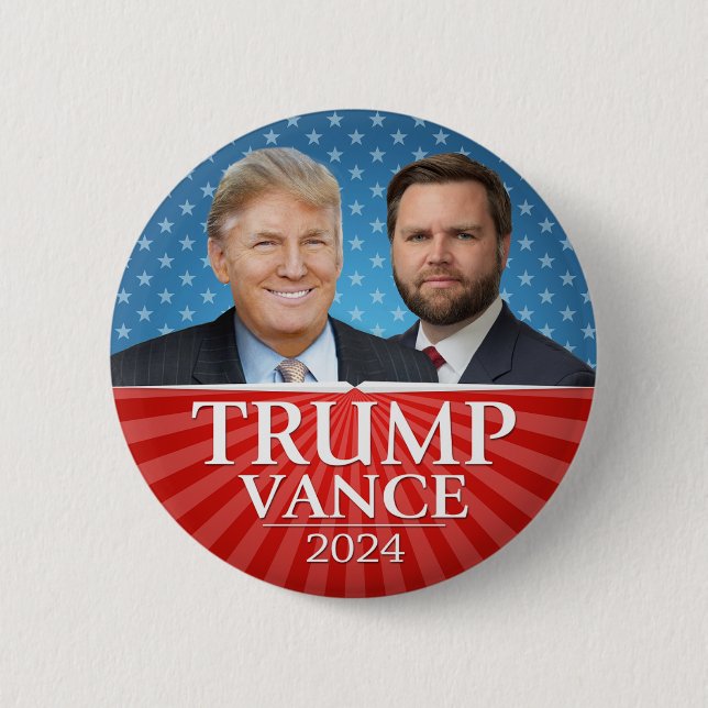 Bóton Redondo 5.08cm Trump Vance 2024 - Donald Presidente JD Vice-Foto (Frente)