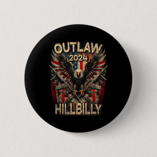 Bóton Redondo 5.08cm Trump Vance 2024 Outlaw Hillbilly Usa Flag Vintage