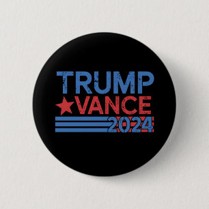 Bóton Redondo 5.08cm Trump Vance 2024 Presidente 47 EUA Vintage