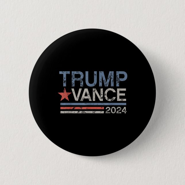 Bóton Redondo 5.08cm Trump Vance 2024 Retro Stripe Trump Jd Vance (Frente)