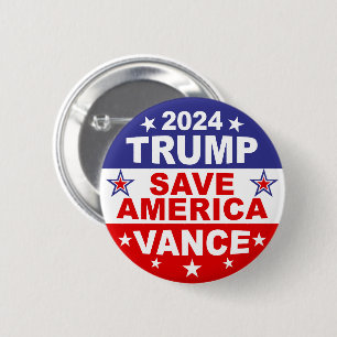BÓTON REDONDO 5.08CM TRUMP VANCE 2024 SALVE AMÉRICA