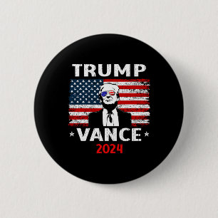 Bóton Redondo 5.08cm Trump Vance 2024 Vp Vice-presidente Usa Flag