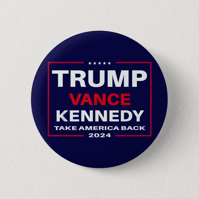 Bóton Redondo 5.08cm Trump Vance Kennedy Leva A América De Volta Azul (Frente)