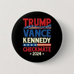 Bóton Redondo 5.08cm Trump Vance Kennedy Xeque-Mate Eleição 2025 Republ