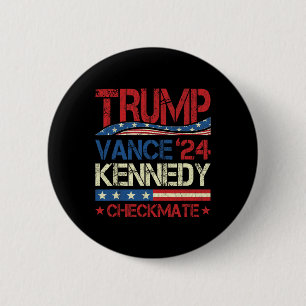 Bóton Redondo 5.08cm Trump Vance Kennedy Xeque-Mate Eleição Republicano