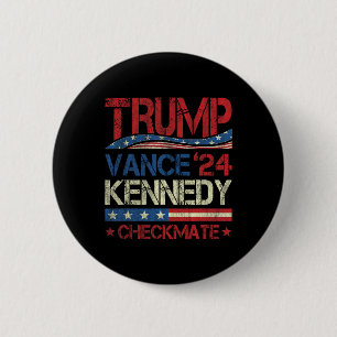 Bóton Redondo 5.08cm Trump Vance Kennedy Xeque-Mate Eleição Republicano