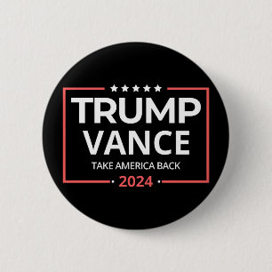 Bóton Redondo 5.08cm Trump Vance, Trump Vance 2024, Leve a América de v