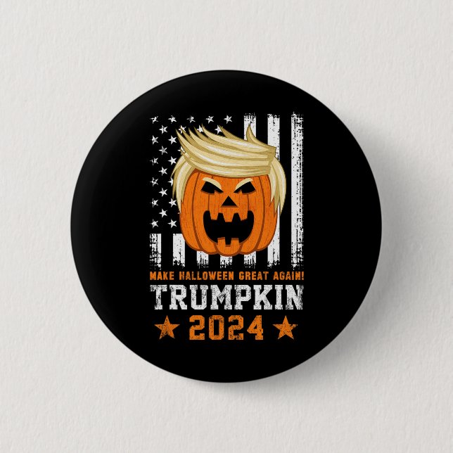 Bóton Redondo 5.08cm Trumpkin 2024 Usa Torna O Excelente De Halloween N (Frente)
