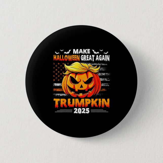 Bóton Redondo 5.08cm Trumpkin 2025 Usa Make Halloween Great Again Funny (Frente)