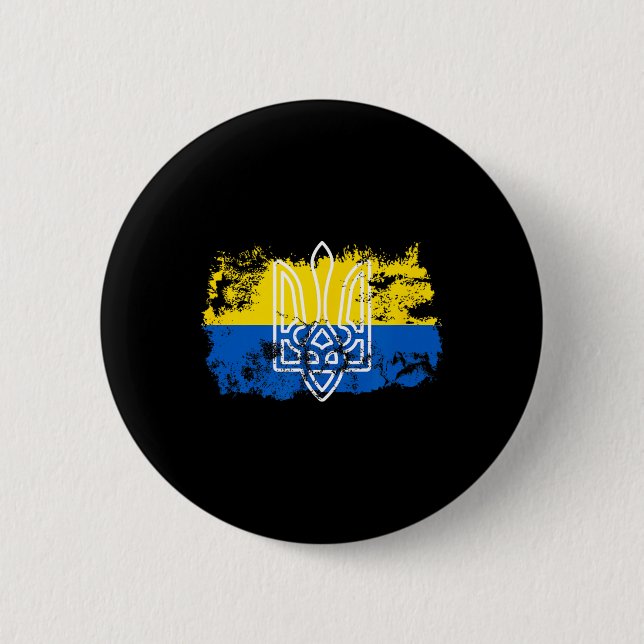Bóton Redondo 5.08cm Tryzub Stand Unidos Com a Ucrânia Tridente Ucrania (Frente)