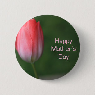 Bóton Redondo 5.08cm tulipa vermelha, dia de as mães feliz