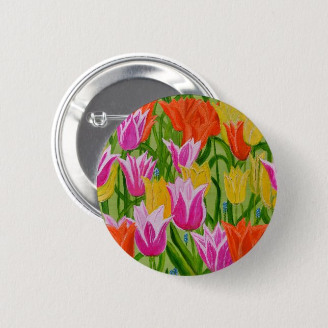 Bóton Redondo 5.08cm Tulipas (Frente & Verso)