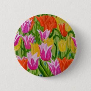 Bóton Redondo 5.08cm Tulipas