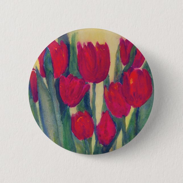 Bóton Redondo 5.08cm Tulipas Vermelhas (Frente)