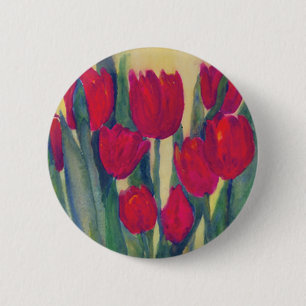 Bóton Redondo 5.08cm Tulipas Vermelhas