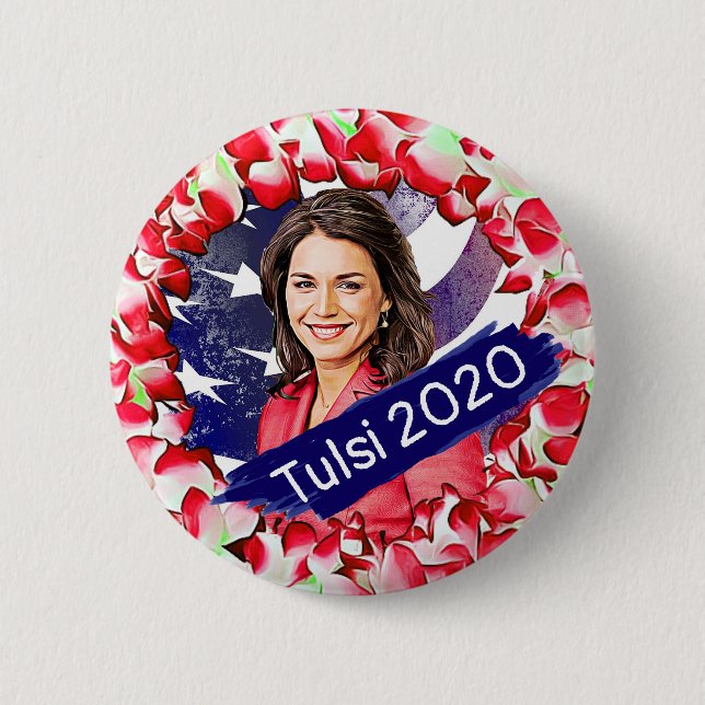 Bóton Redondo 5.08cm Tulsi Gabbard para as eleições presidenciais de 20 (Frente)