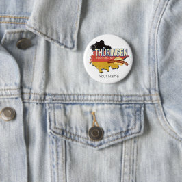 Bóton Redondo 5.08cm Turíngia Alemanha Retro Estado Federal Mapa Vintag