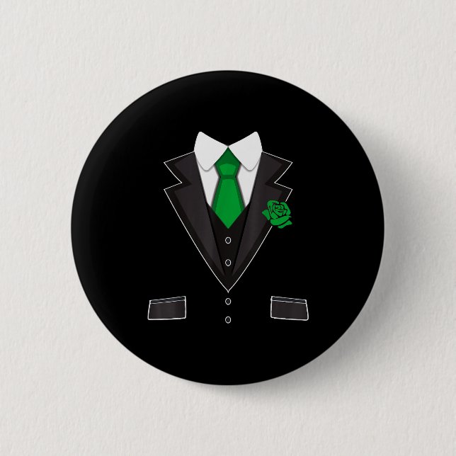 Bóton Redondo 5.08cm Tuxedo Costume Green Rose Tie Funny St. Patrick's  (Frente)