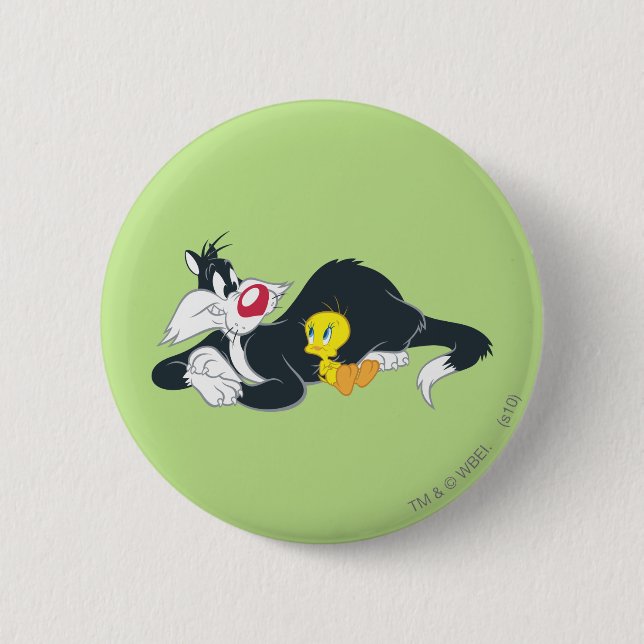 Bóton Redondo 5.08cm TWEETY™ em Pose de Ação 14 (Frente)