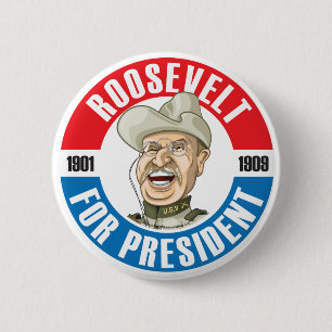 Bóton Redondo 5.08cm U.S. Presidentes Campanha Botão: #26 Roosevelt