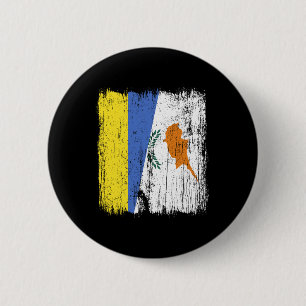 Bóton Redondo 5.08cm Ucrânia Chipre Meia Bandeira Patrimônio Ucraniano