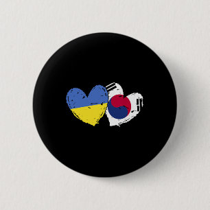 Bóton Redondo 5.08cm Ucrânia Coreia do Sul Bandeiras do Coração Ucrania