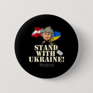 Bóton Redondo 5.08cm Ucrânia Letônia Bandeiras Coleira Zelensky Apoie U