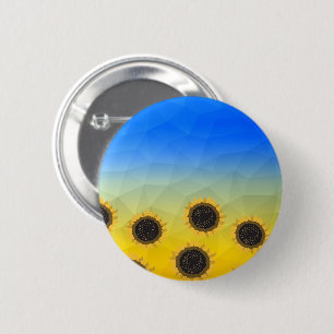 Bóton Redondo 5.08cm Ucrânia padrão de malha de geometria azul amarelo 