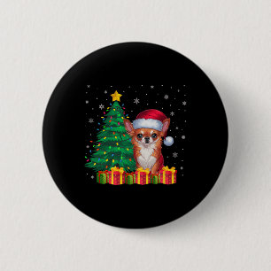 Bóton Redondo 5.08cm Ugul Chihuahua Santa Hat Noite Luzes de Natal Amor
