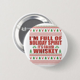 Bóton Redondo 5.08cm Uísque é meu espírito engraçado suéter de natal fe