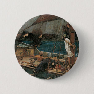 Bóton Redondo 5.08cm Ulisses e as Sereias por John William Waterhouse