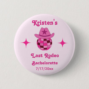 Bóton Redondo 5.08cm Último Rodeio Rosa Disco Cowgirl Despedida de Solt