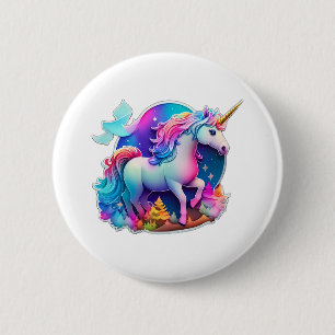Bóton Redondo 5.08cm Um Adorável Autocolante Unicorn