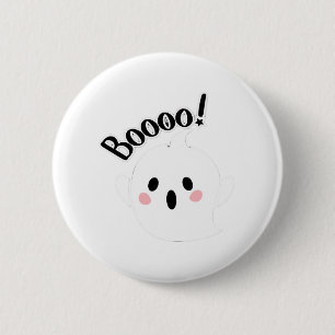 Bóton Redondo 5.08cm Um Casual criativo de boo branco bonito