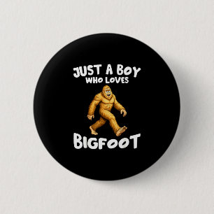Bóton Redondo 5.08cm Um menino que ama bigfoot sasquatch engraçado retr