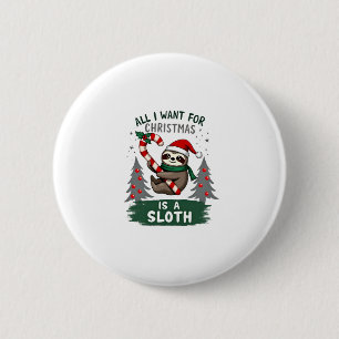 Bóton Redondo 5.08cm Um Sloth Para O Natal. Bonita, Lã de Natal Com