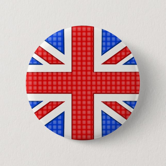 Bóton Redondo 5.08cm Uma bandeira do Union Jack texturada. (Frente)